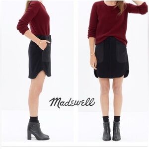 Madewell Black Wool‎ Blend
Quilted Shirttail Mini Skirt Size O